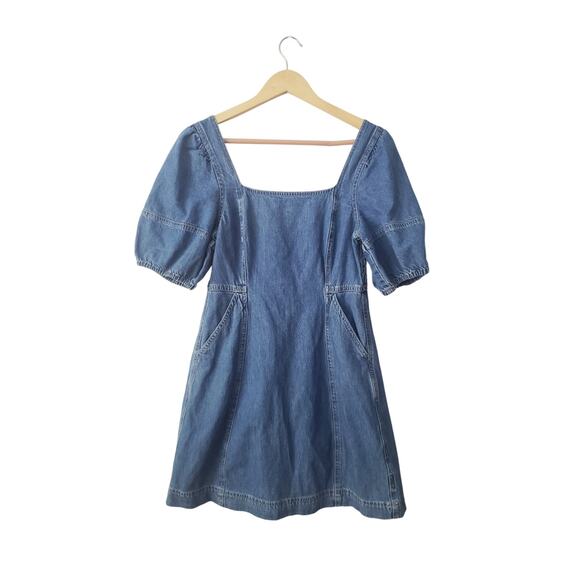 Madewell Maisie Denim Balloon Sleeve Mini Dress Size 6 - Picture 1 of 8